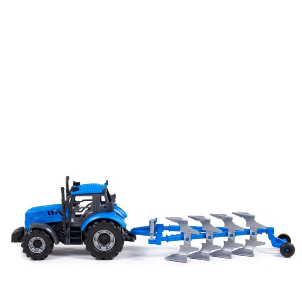 Traktor Progress s pluhom modrý