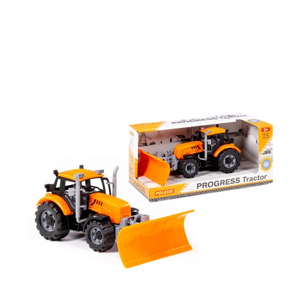 Traktor Progress s prednou radlicou oranžový
