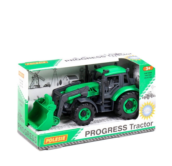 Traktor Progress s predným nakladačom zelený